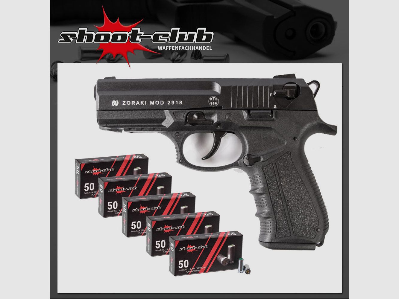 Zoraki Zoraki 2918 in set 9 mm P.A.K. 250 blank cartridges
