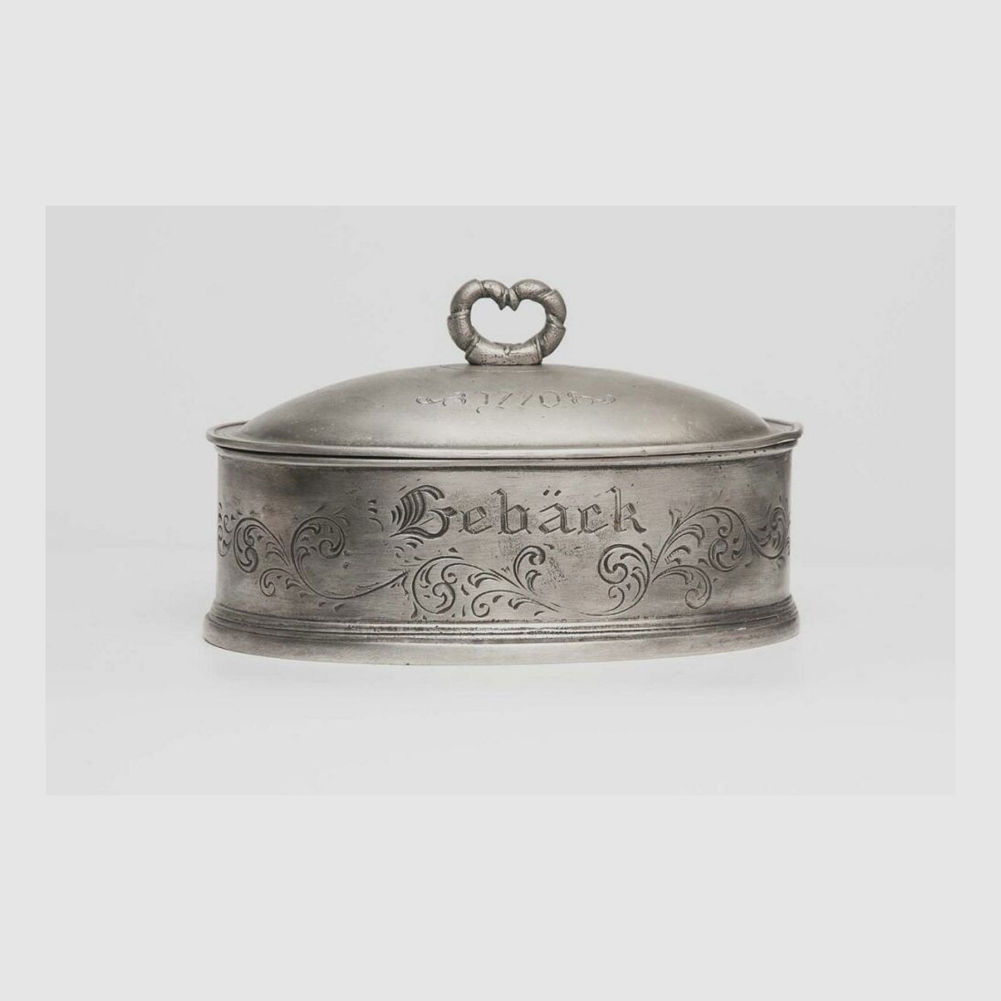 antike Zinndose Jagdschmuck Deko