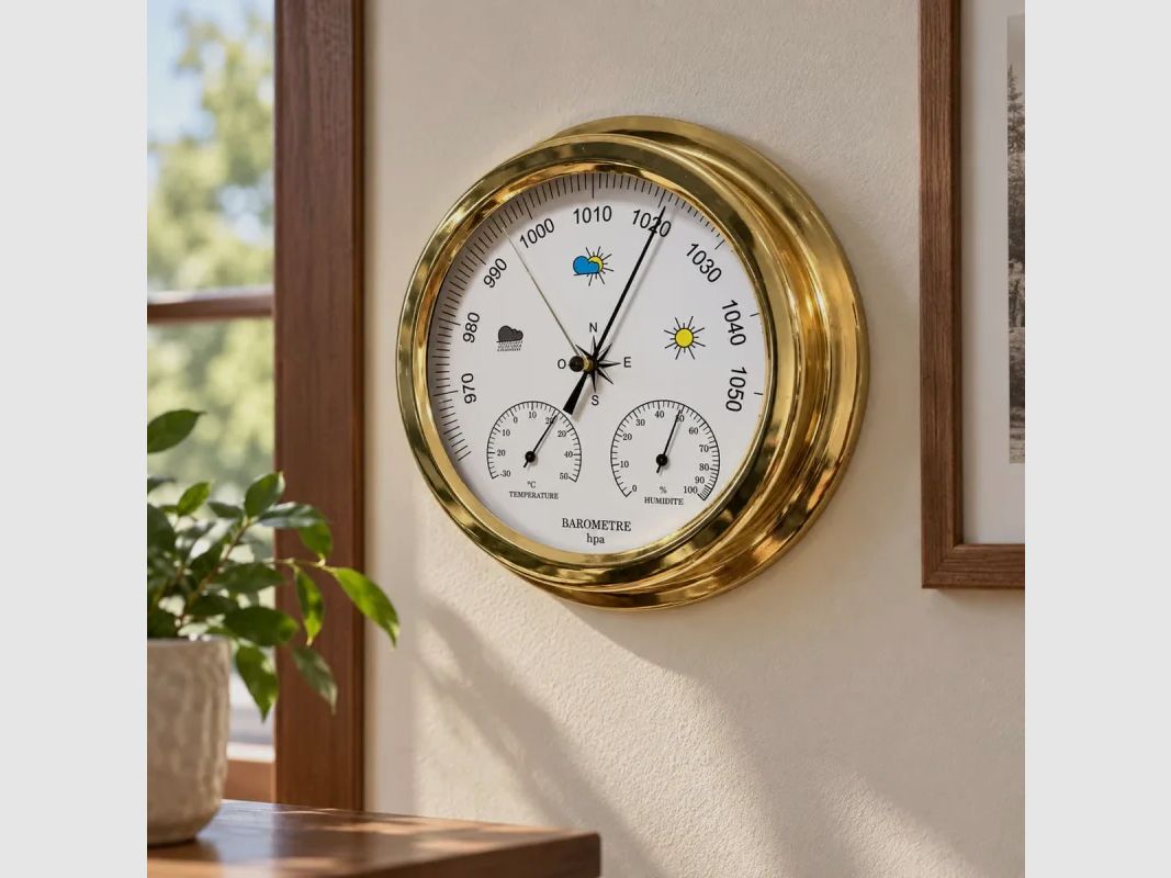 3-in-1 Barometer in Gold mit Thermometer und Hygrometer, Bild 4 von 5