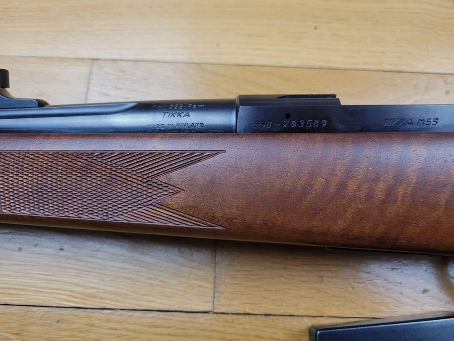 Sehr schöne Tikka M55 Büchse – 222 Remington – mit Box – 2 Magazine – zweites Visierorgan aus Faser – Gewehrriemen – schönes Holz – neuwertig, Bild 13 von 27