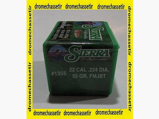 boite de 100 ogives Sierra .224 55grs FMJBT ref 1355