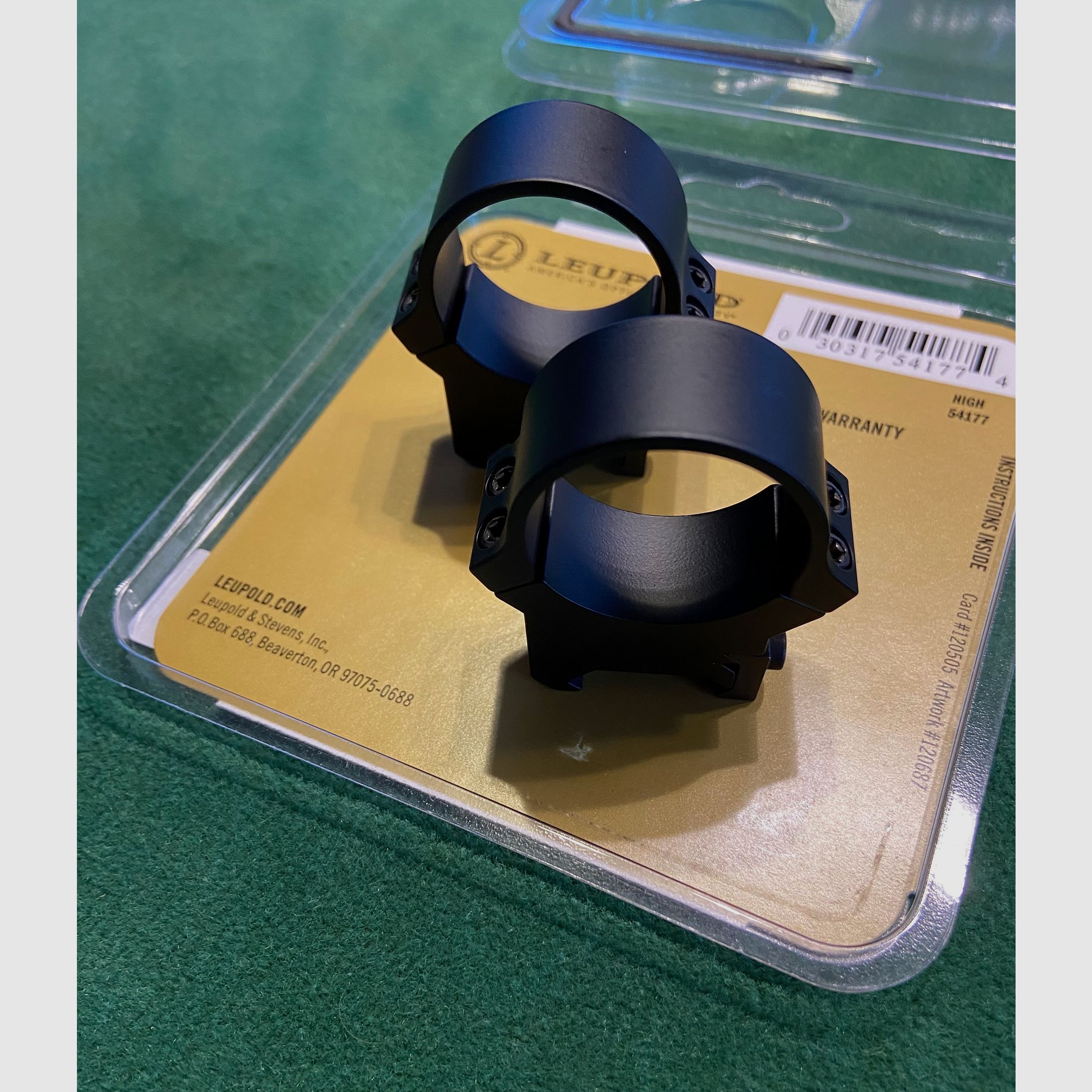 Leupold  Picatinny ANILLOS 30mm Alto (H=12,18mm) Acero, Mate