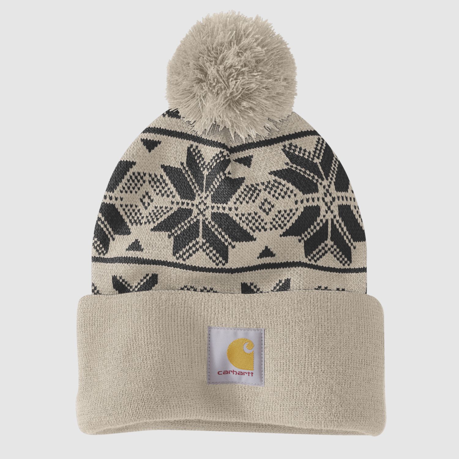 Carhartt Gestrickte Pom Jacquard Mütze, Hafermilch