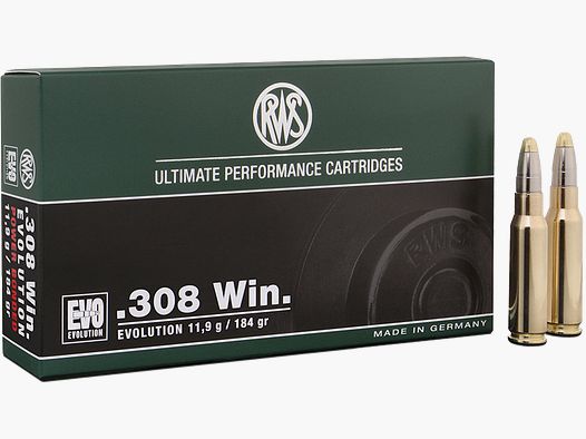 Büchsenpatronen RWS Evo .308 Win 11,9g,184gr !!!