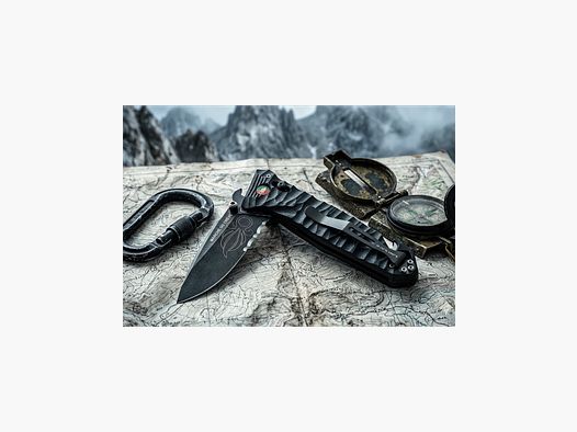 COUTEAUX TB CAC Klinge mit Sägezahnung Griff PA6 Schwarz Legion Étrangère