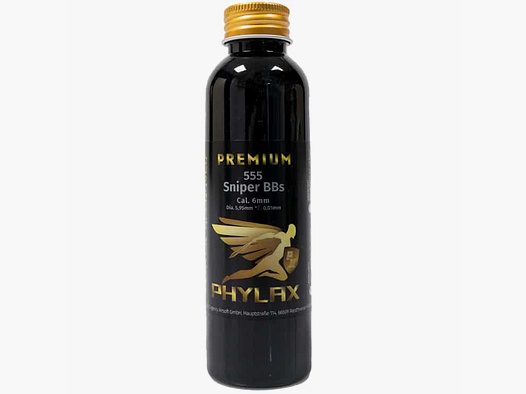 PHYLAX 043g Premium Airsoft BIO BBs / Airsoft Munition in der 555er Flasche