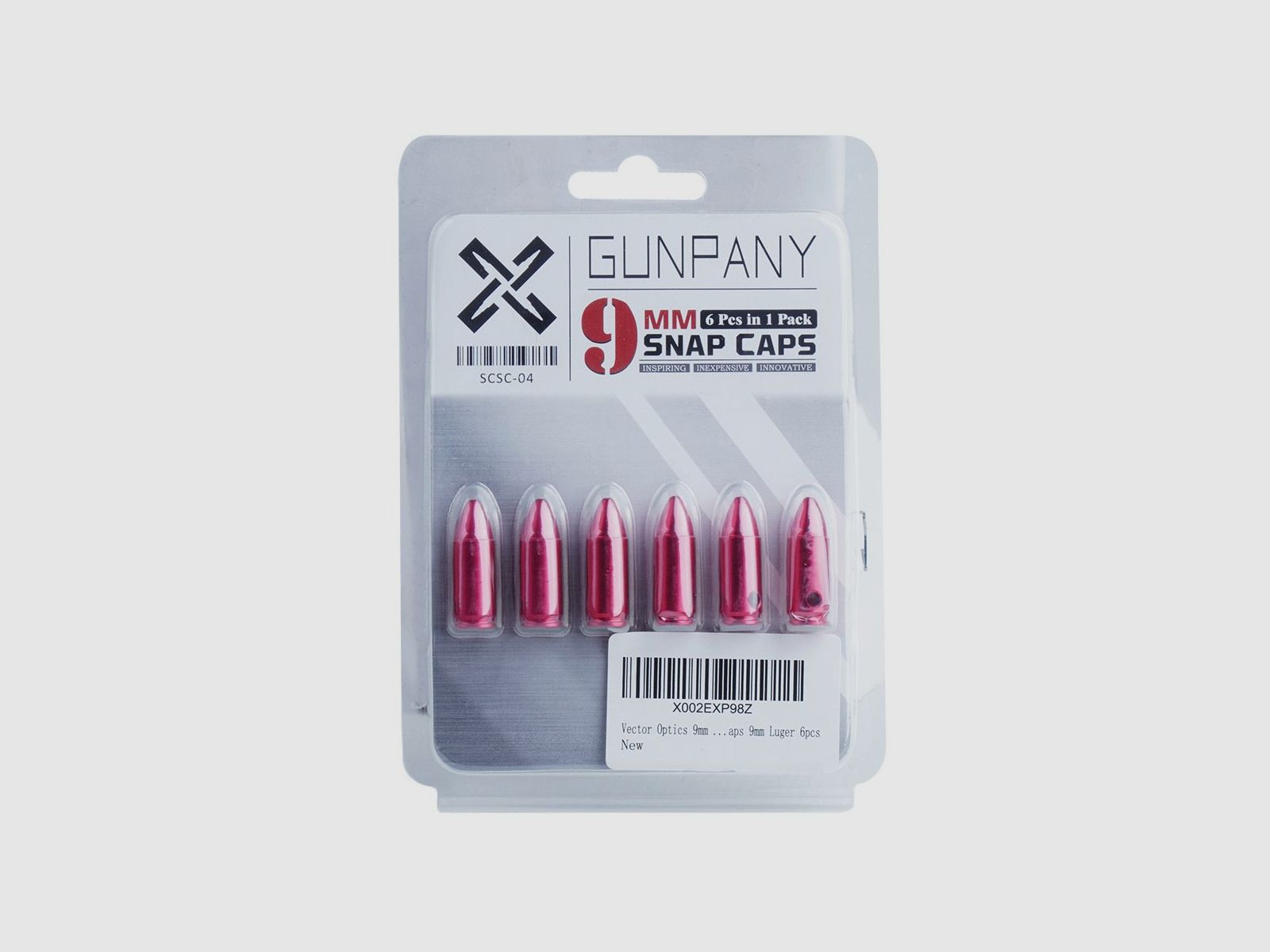 GunPany – Aluminium oefenpatroon 9x19 mm – 6 stuks – SCSC-04, afbeelding 3 van 3