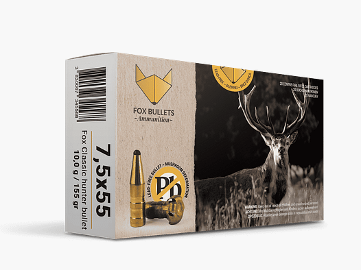 Fox Bullets Classic Hunter 7.5x55 Swiss 10.0 g / 155 gr lead-free ammunition – 20 cartridges