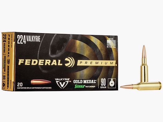 Munición metálica FEDERAL Gold Medal Sierra MatchKing – 224 Valkyrie – 90 grains
