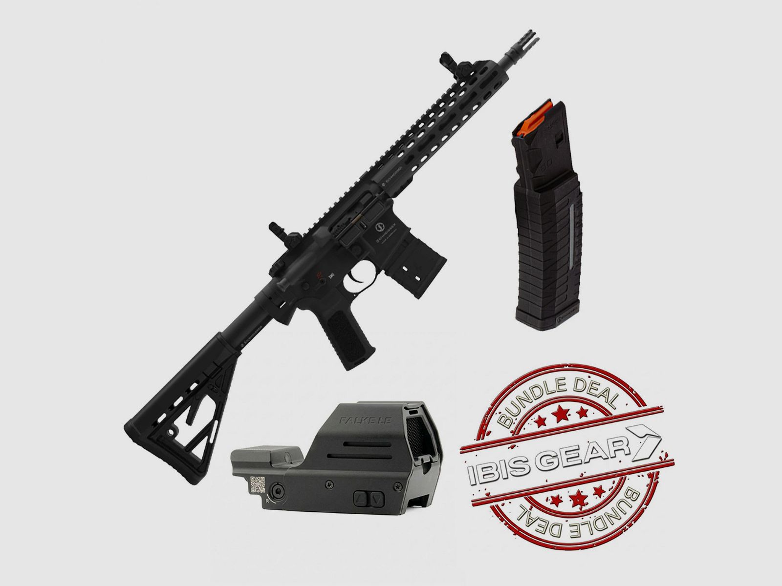 Carabina Schmeisser AR15 S4F 10,5 + visor de punto rojo Falke LE + cargador de 60 cartuchos, imagen 1 de 2