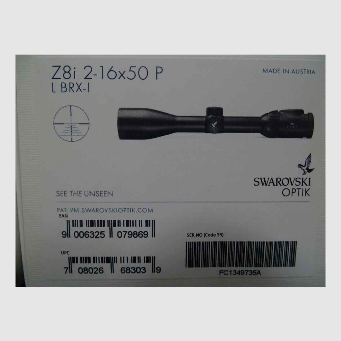 Swarovski Z8i 2-16x50 Abs L BRX-I NEUWARE Z8I 2-16x50