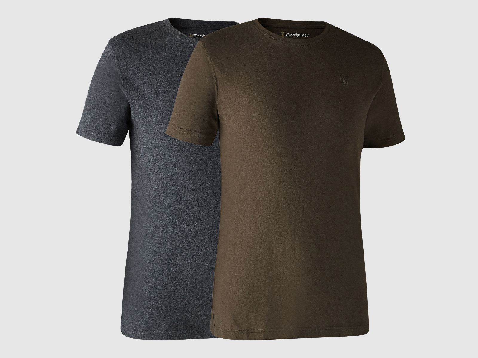 Basic T-Shirt im 2er-Pack - Brown Leaf Melange – Größe: S
