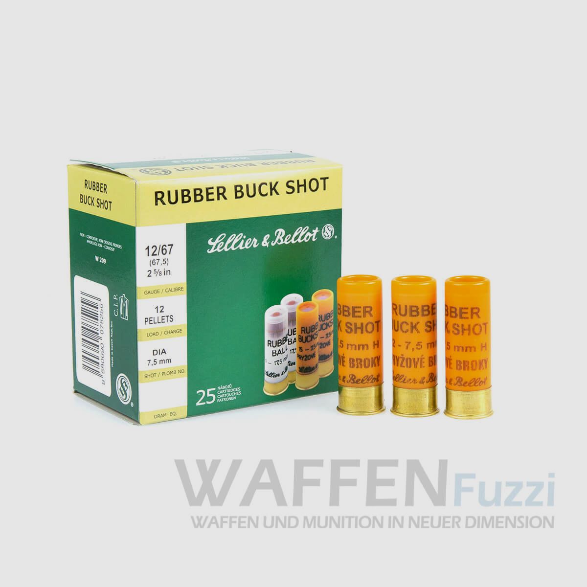 S&B 12/67,5 Rubber-Schrot 7,5mm 25 Schuss