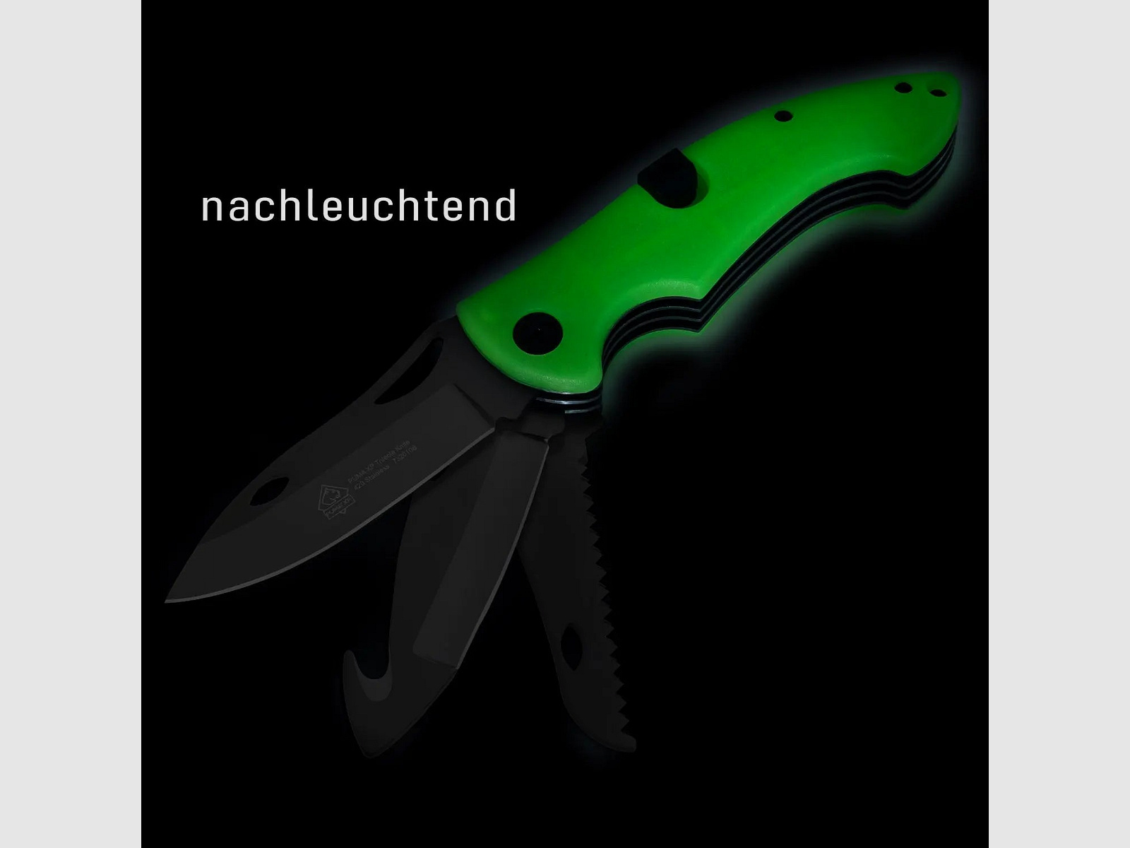 PUMA XP Trifecta 3-Klingen Schliessmesser, Acryl nachleuchtend