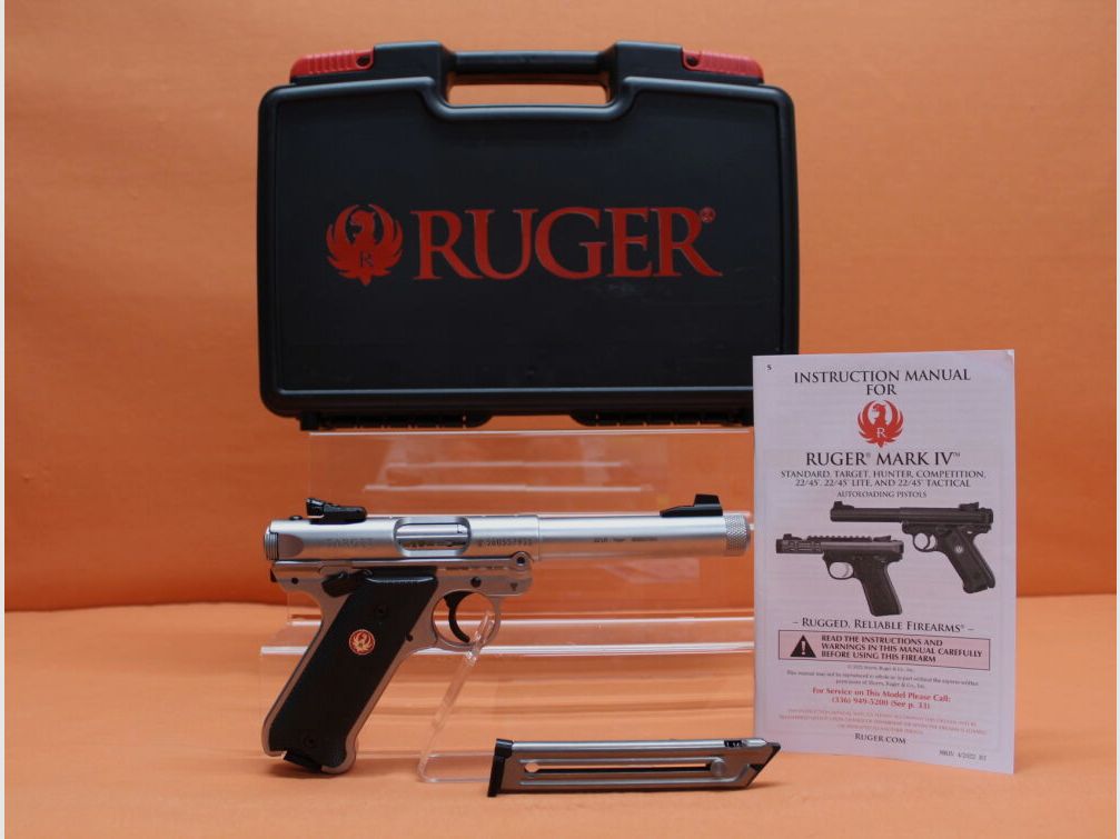 Ruger Ha.Pistole .22lr Ruger MARK IV Target Stainless THR 5,5" Lauf/ Gewinde 1/2-28 (.22lfB/.22L.R. MK4)