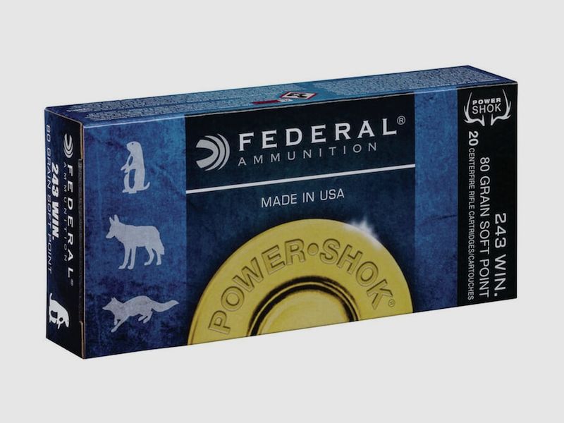 Federal Power-Shok .243 Win. 80GR JSP 20 cartridges