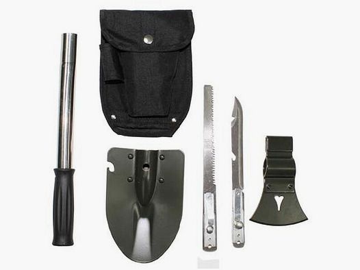 Spaten Beil Säge Messer Stiel + Tasche = SET 6in1