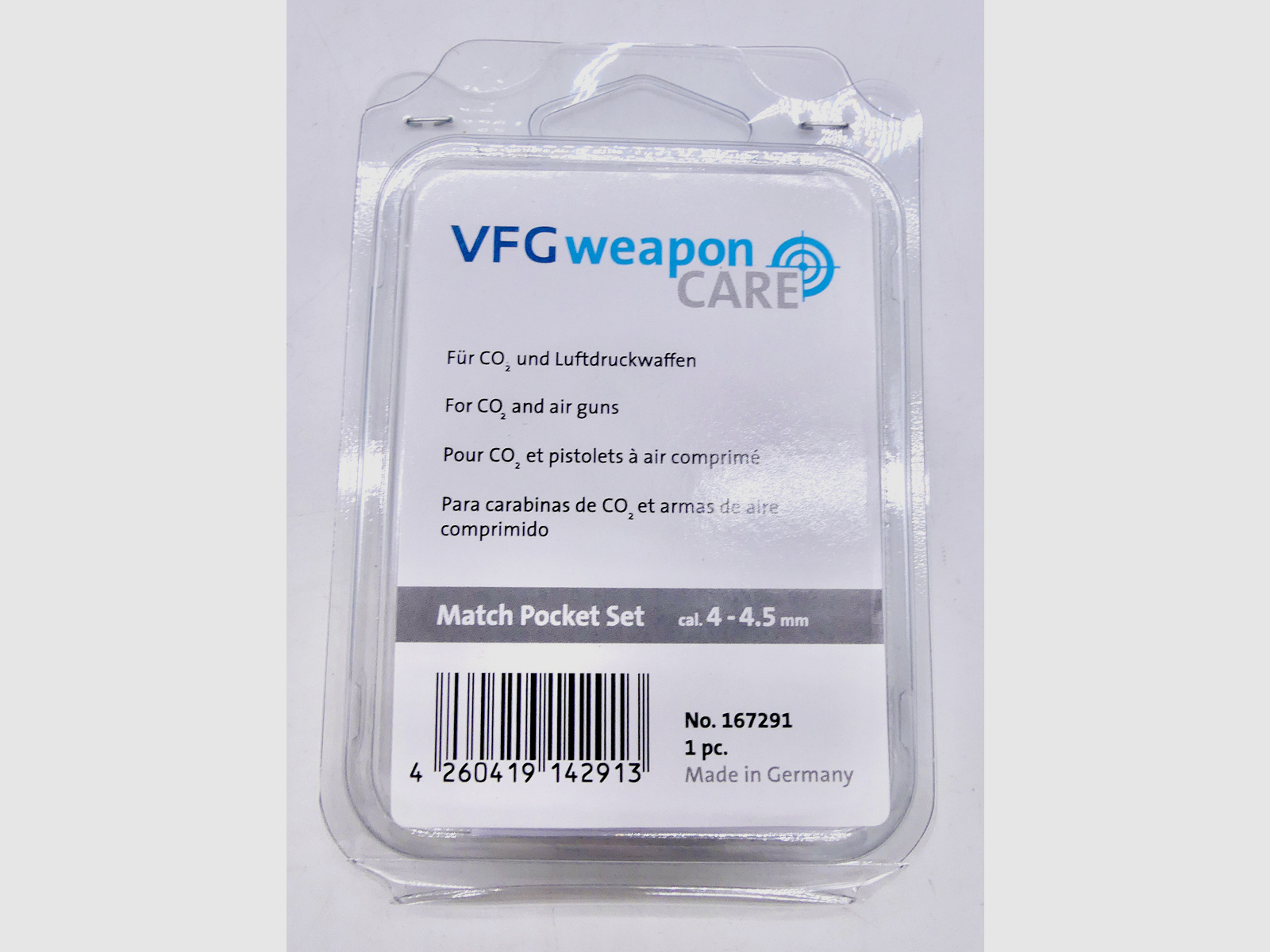 VFG 167291 kal. 4-4,5 mm Zestaw do pielęgnacji broni Match Pocket z plastikowym oplotem na stalowym sznurku