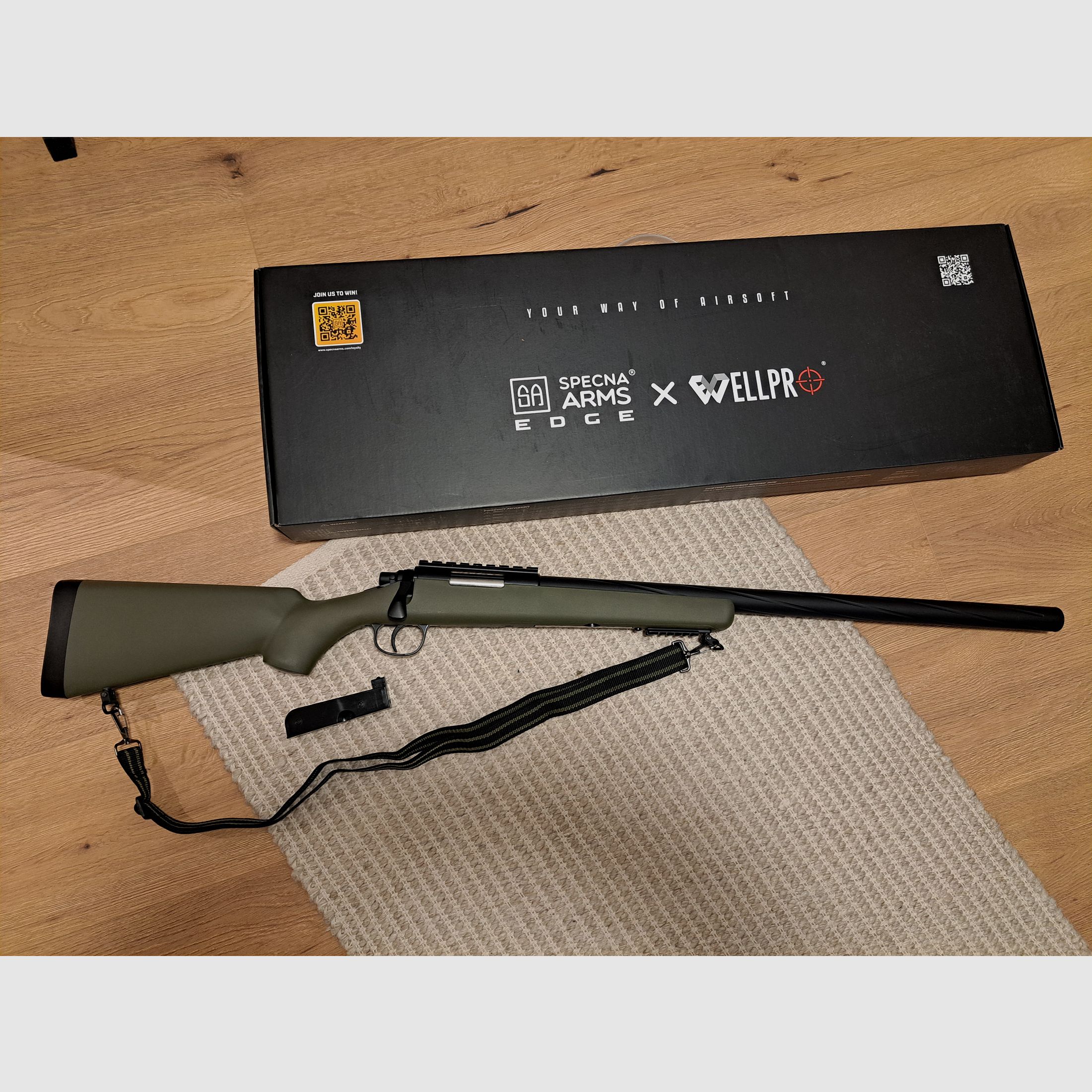 Rifle de francotirador Specna Arms SA-S12 High-Power, Oliva, 3,5J!!! 6mm BB Airsoft