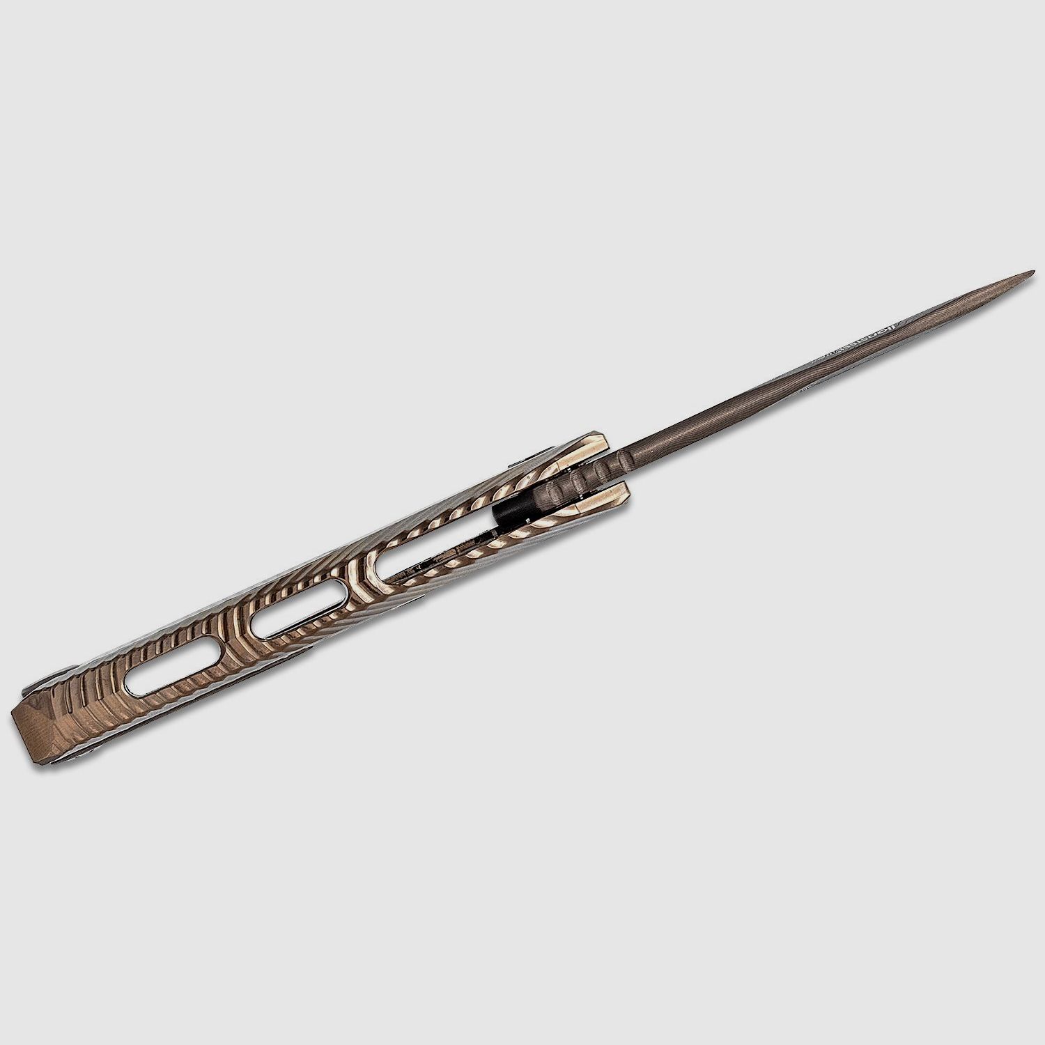 ROK DD GL, Nichols Scrambled Damascus-Klinge, Griff aus goldfarbenem Titan | 97320