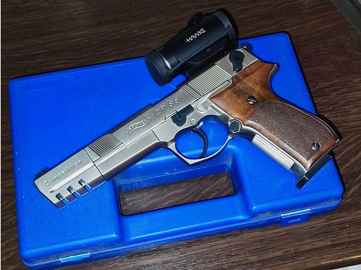Walther CP88 Wedstrijdset Nikkel/Hout + Hawke Roodpunt