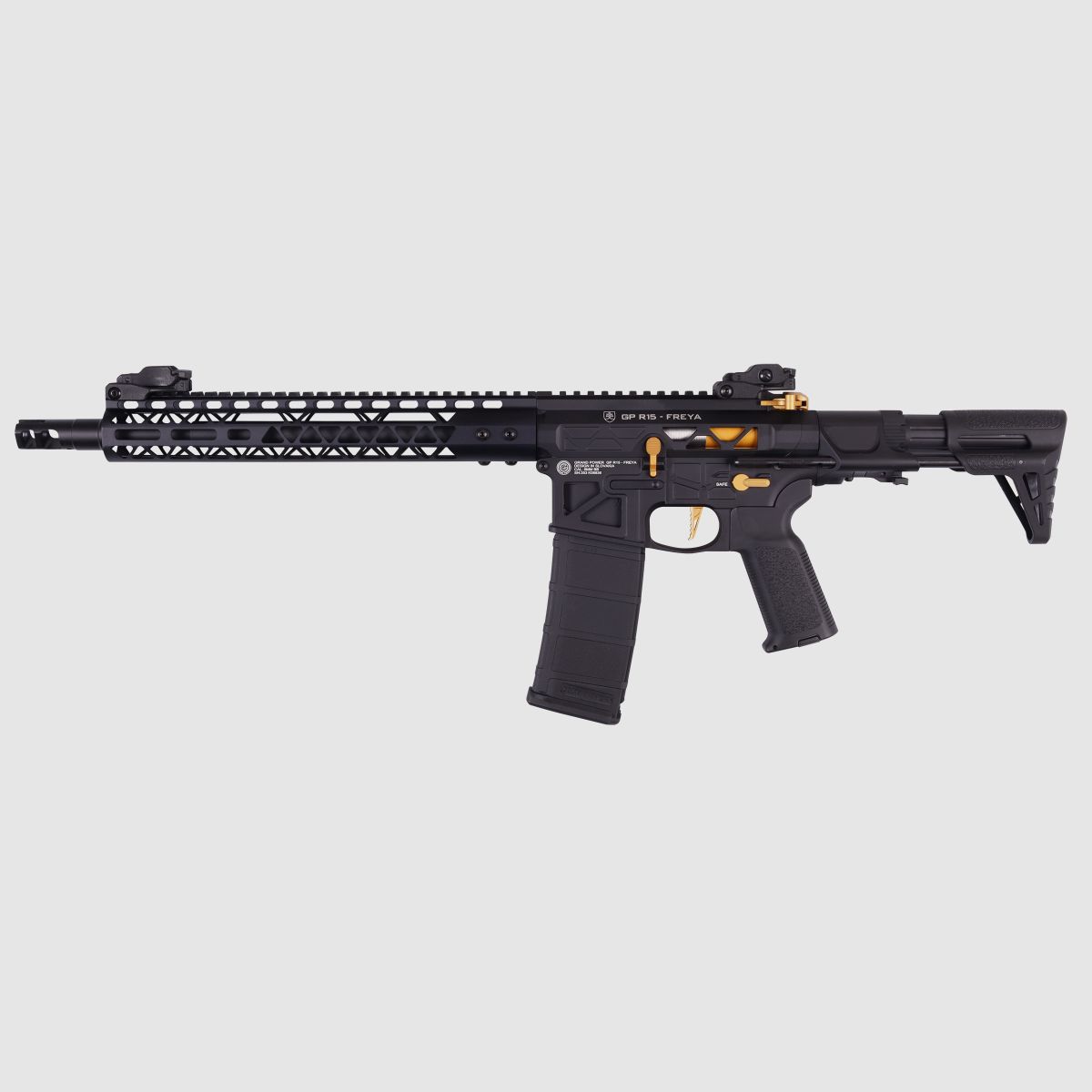 GP R15 FREYA ALPHA Full Skeleton PDW 13" gen.2 M-LOK Czarny/Złoty S-AEG Wolne od 18 lat -F- | Delta Armory