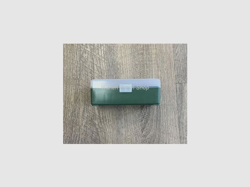 Fritzmann Munitionsbox für 50 Patronen .357 Mag. mit Scharniere Grün/Klar