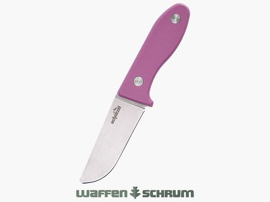 Cuchillo para niños Schnitzel UNU rosa de acero inoxidable 8Cr13Mov con acabado stonewash incluido funda de Kydex (negro)