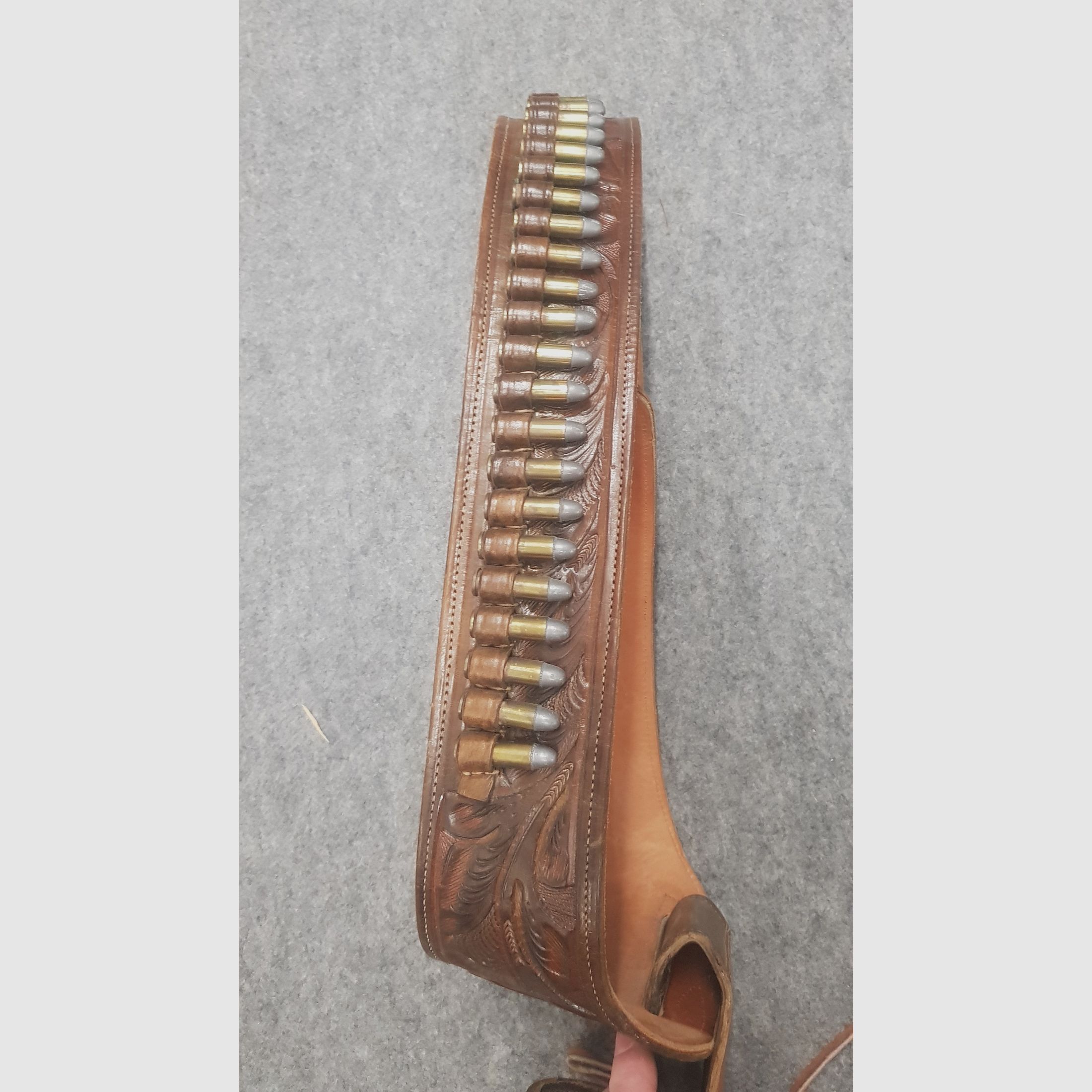 Westernholster C38  Westerngürtel 357 Western Revolver Mexico 38 Leder mit Dekopatronen Braun