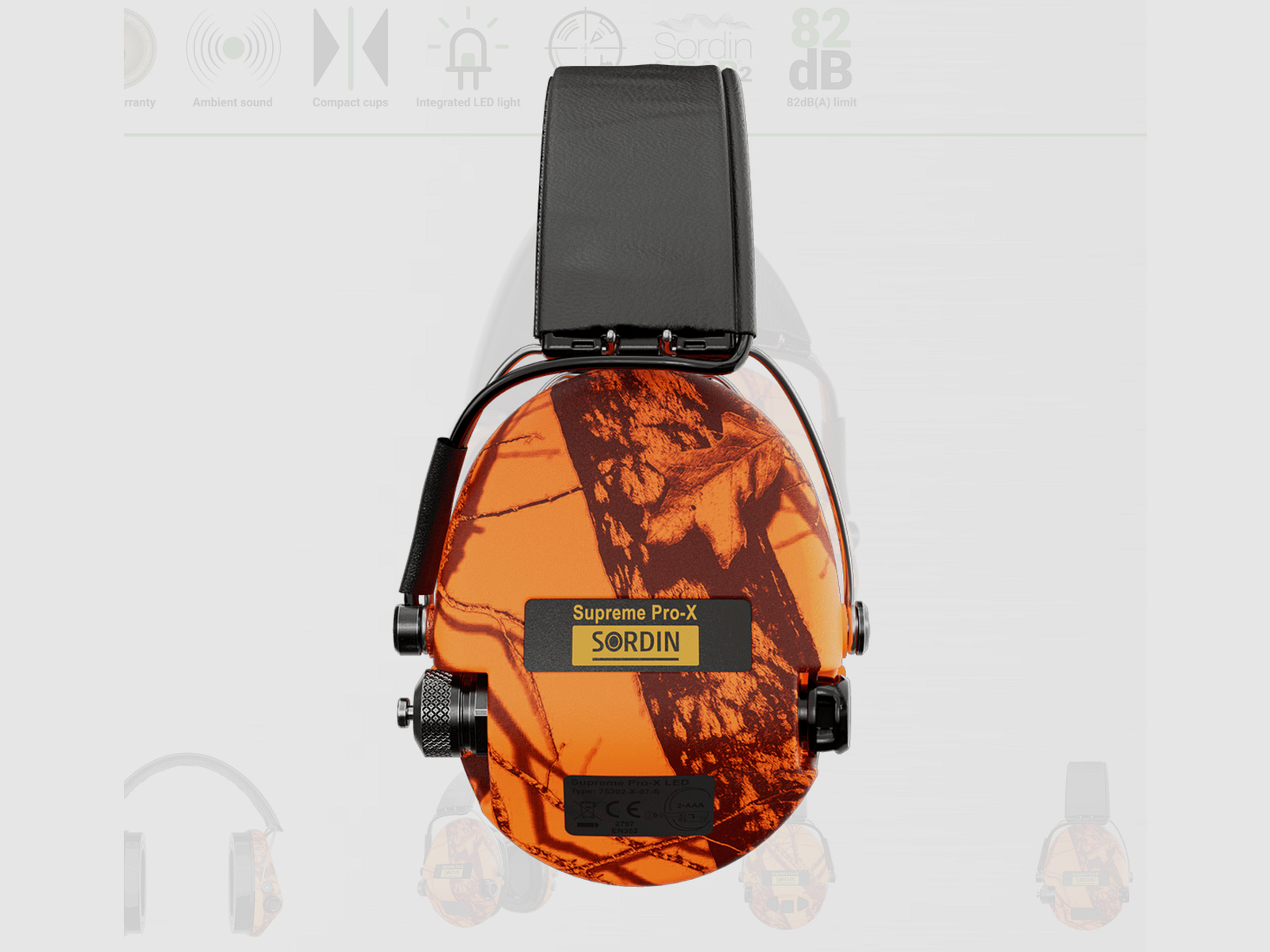 Sordin 75302-X-09-S Elektronischer Gehörschutz Supreme Orange Camo Pro X LED Headband