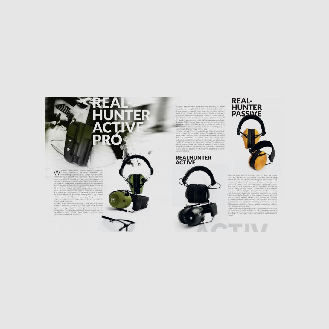 RealHunter Active PRO gehoorbeschermende oorkappen, olijfgroen + veiligheidsbril, afbeelding 3 van 10