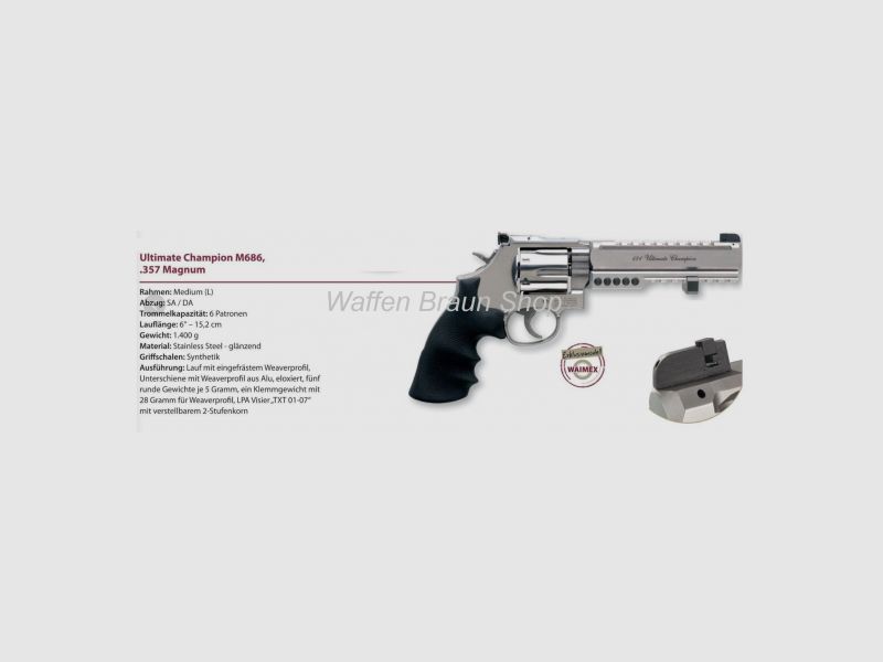 Smith & Wesson Mod 686 Ultimate Champion .357 Mag 6 " stainless