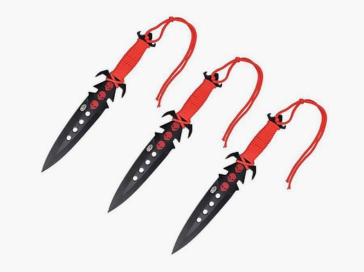Kunai 3er Set rot inklusive Nylon Scheide
