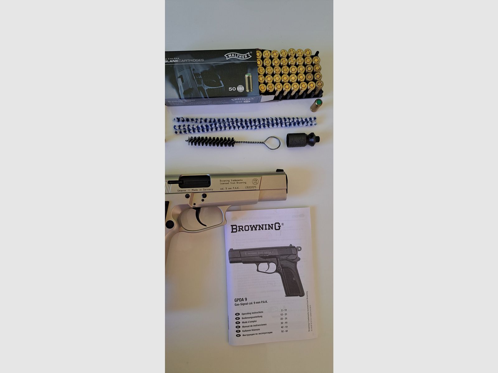 Browning GPDA 9, nickel, Umarex blank firing pistol
