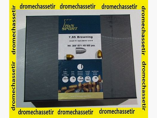 Box mit 500 Geschossen H&N Kal. 0,309, 71gr, Rundkopf