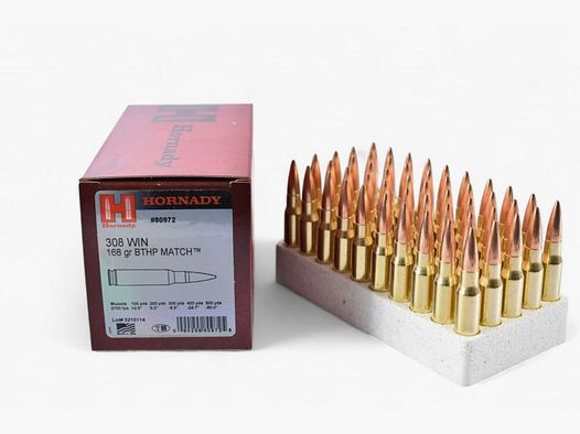 Hornady 168grs Match BTHP 50STK .308Win