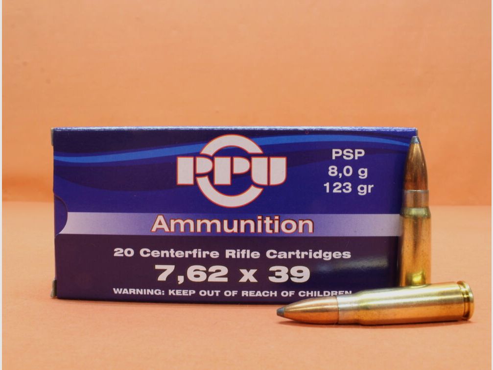 Prvi Partizan cartridges 7.62x39 Prvi Partizan 123grs PSP (A-210) box of 20 cartridges / 8.0g partial jacket