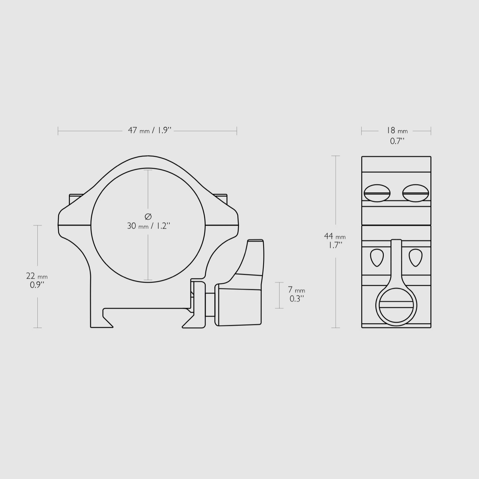 HAWKE 23105 Professional Steel Ring Mounts Weaver Low 30mm Quick Release