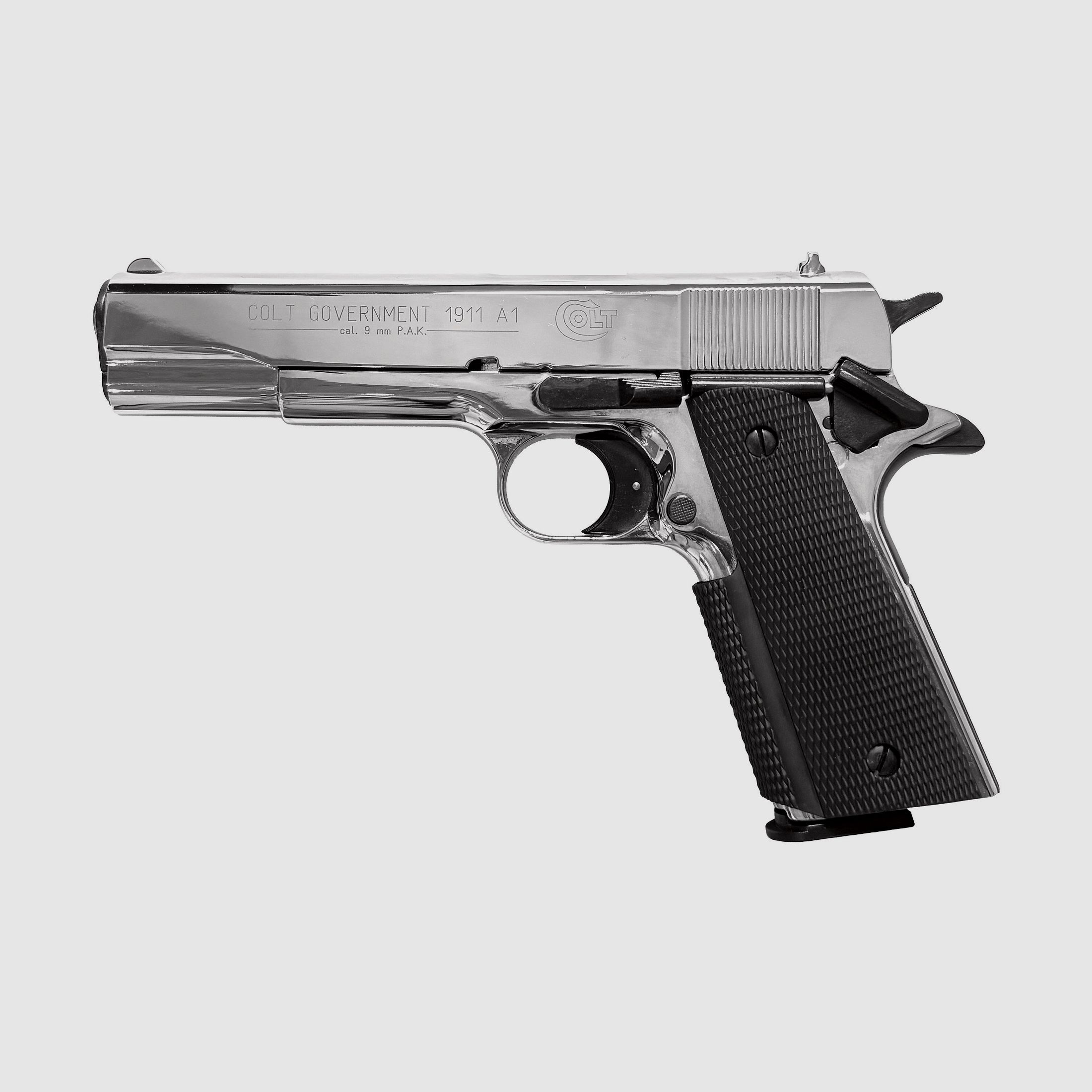 Colt Government 1911 A1 chrome blank firing pistol 9mm P.A.K. - as new