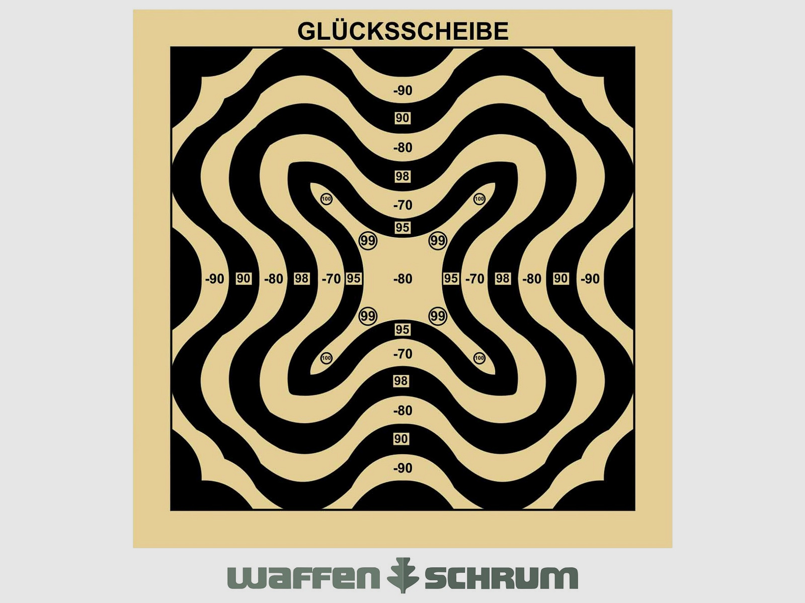 Braun Network Glücksscheibe Wellenmuster 14² mit zus. Ringen plus und minus Format: 14x14cm