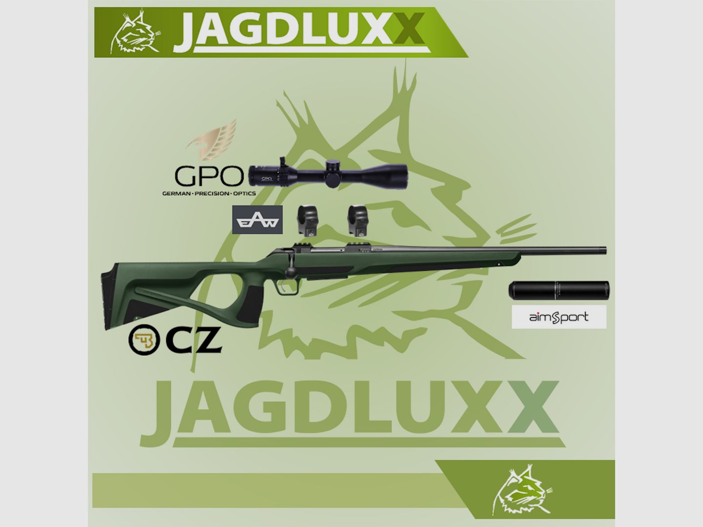 CZ 600+ Ergo repeating rifle with GPO Spectra 6x + silencer