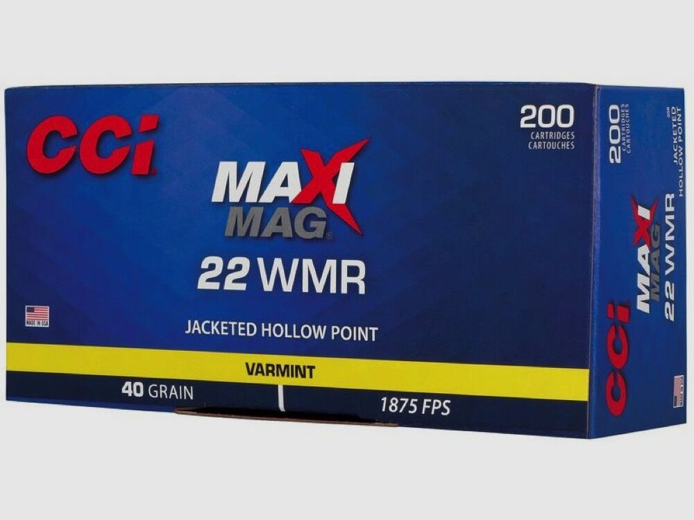 CCI Maxi-Mag JHP 40grs 200St .22wmr