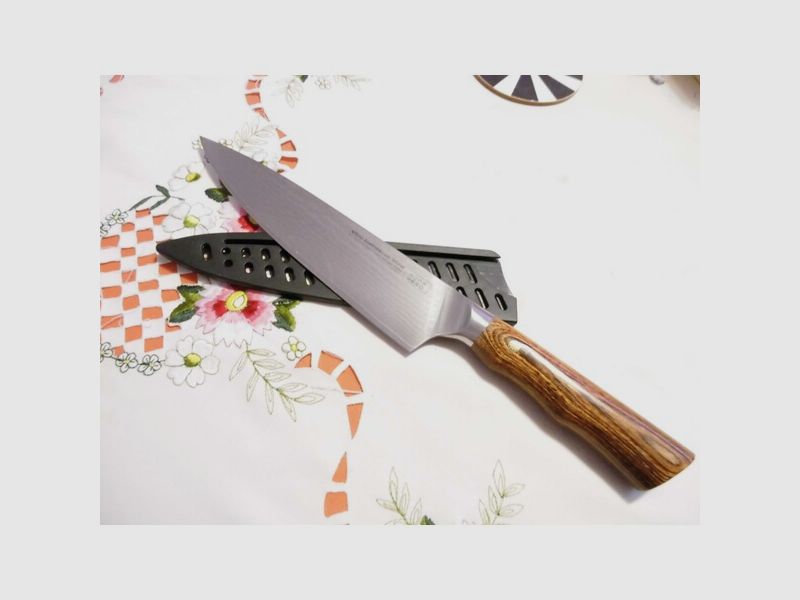JAPAN-KOCH-DAMASTMESSER-20cm ,67 Lagen,Heft:Palisanderholz NEU!