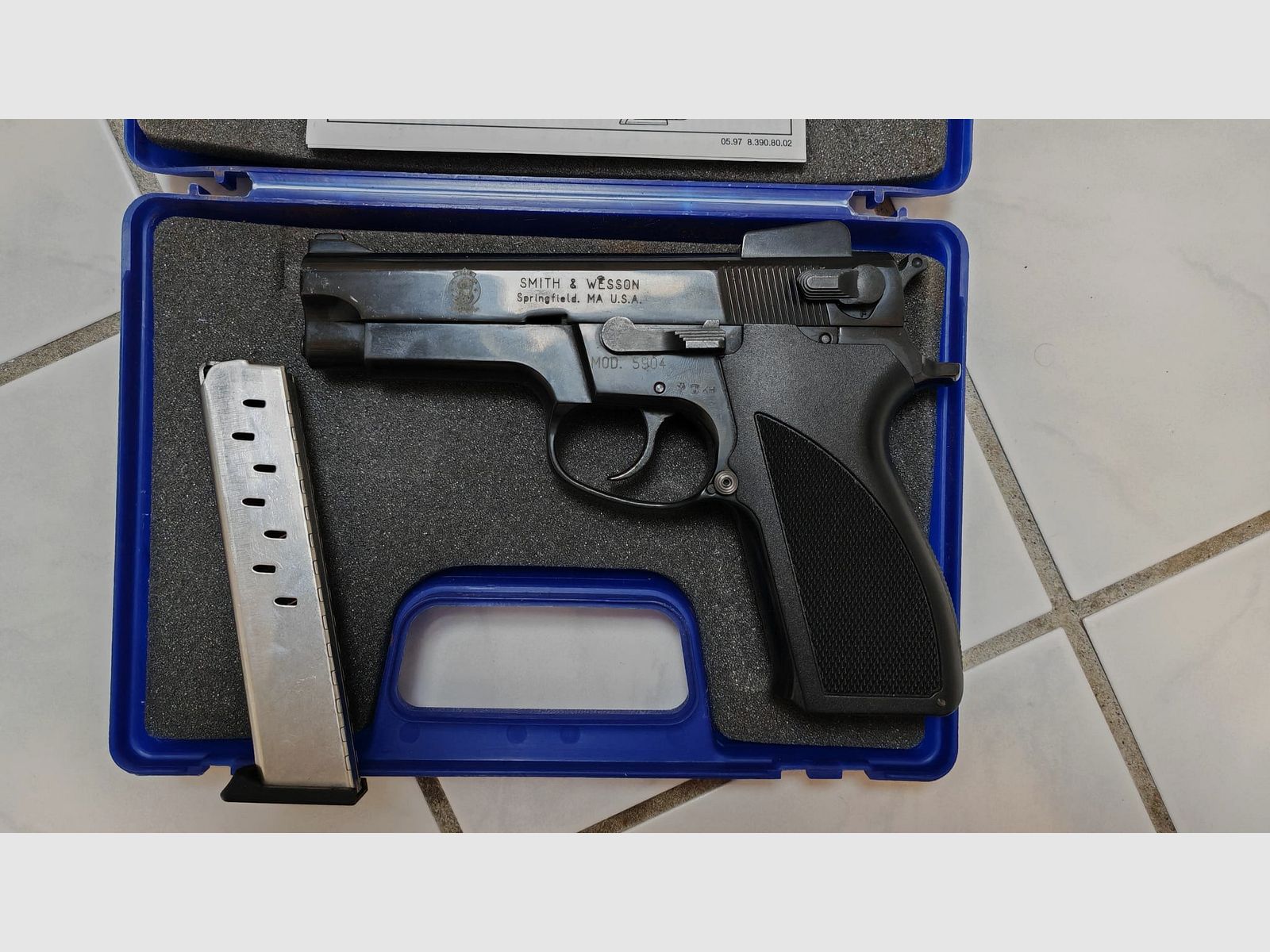 Smith & Wesson Mod. 5904 Schreckschuss Pistole brüniert / gebeizt | Kal. 9mm P.A.K. | PtB 604  | zzgl. div. 9mm Kartuschen erwerbbar
