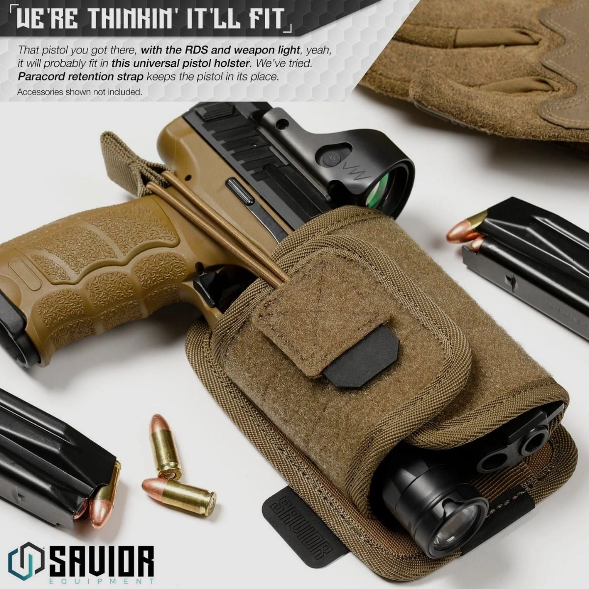 Savior – Universelles Pistolenholster / Pistolenhalter – TAN – SP-TNS-PHOL-TN, Bild 3 von 6
