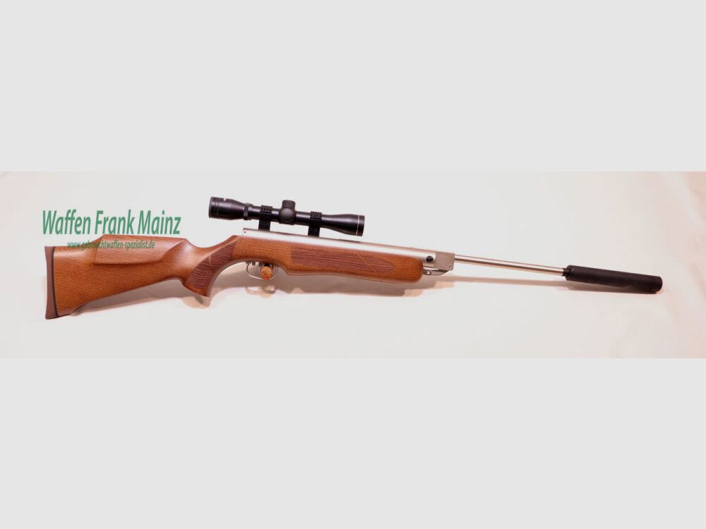 Weihrauch Mellrichstadt HW35K SILVERWOOD con silenziatore e cannocchiale 4x32 cal. .177 / 4,5 mm, immagine 3 di 4