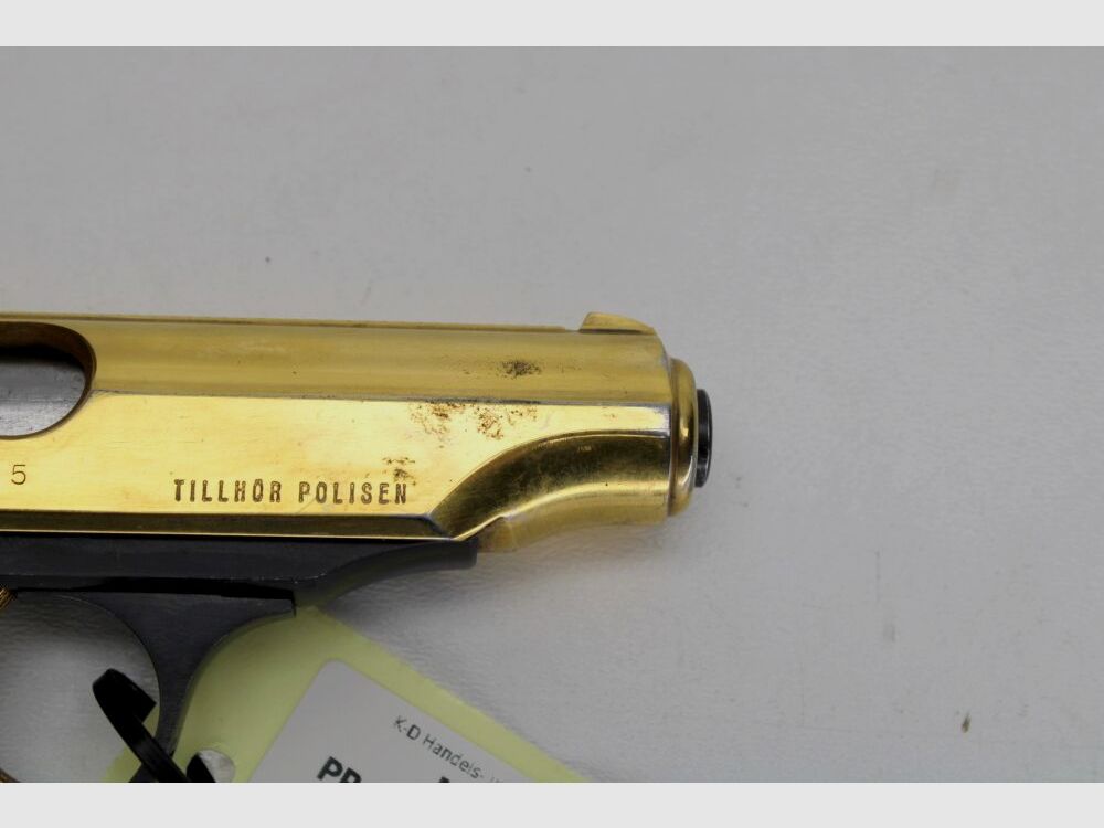 Pistola Manurhin PP pertenece a la policía con corredera dorada 7,65mm Browning