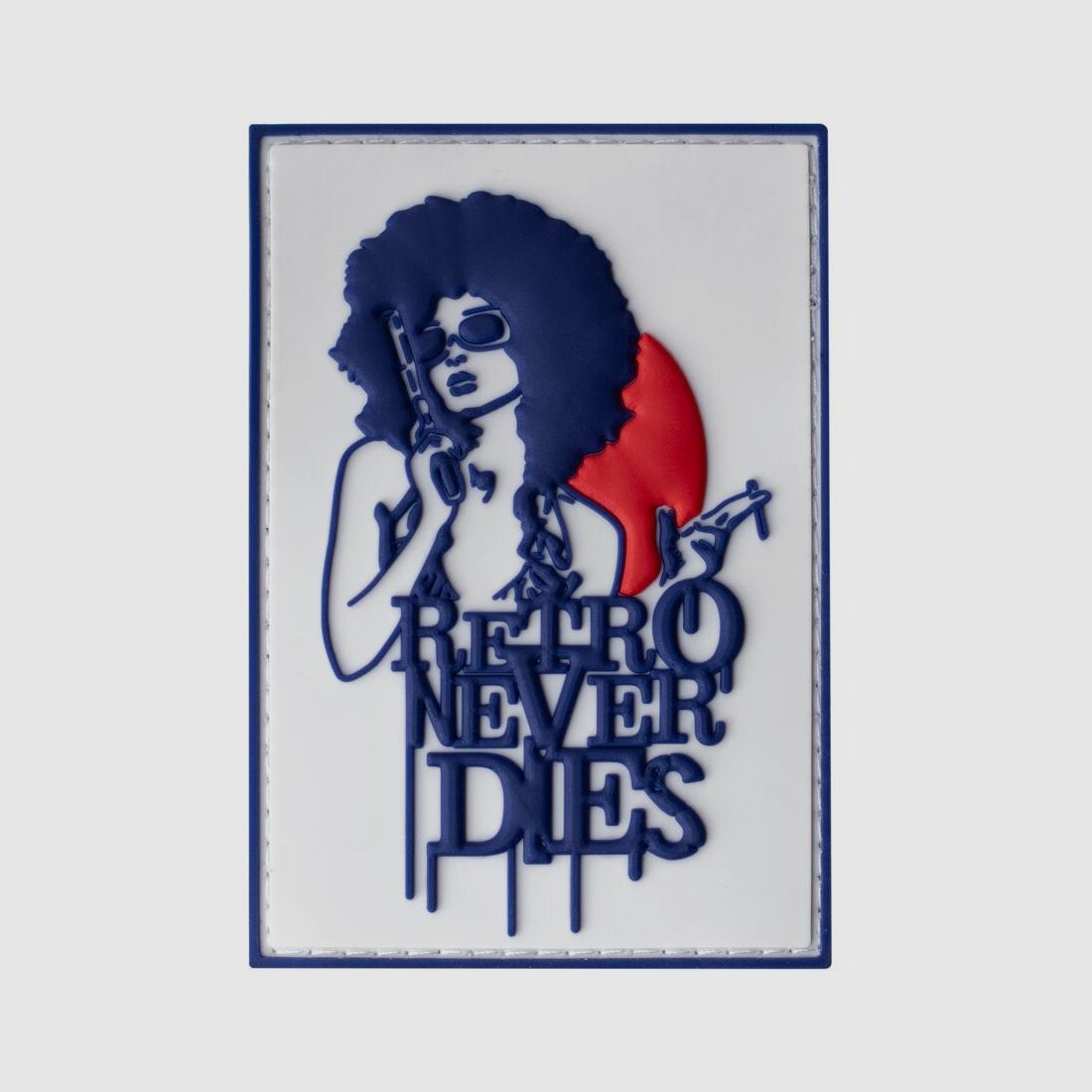 Meisje met een pistool Retro Sterft Nooit PVC Patch