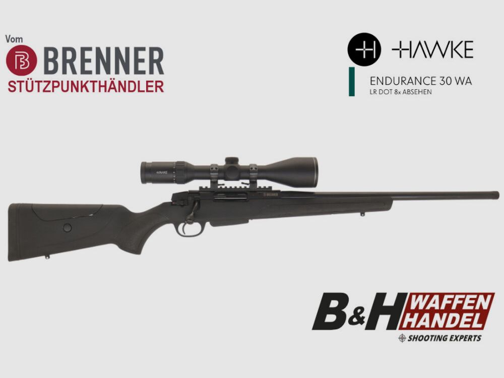 Brenner Komplettpaket: Brenner BR 20 Kunststoff- Schaft mit Hawke Endurance 2.5-10x50 Repetierer