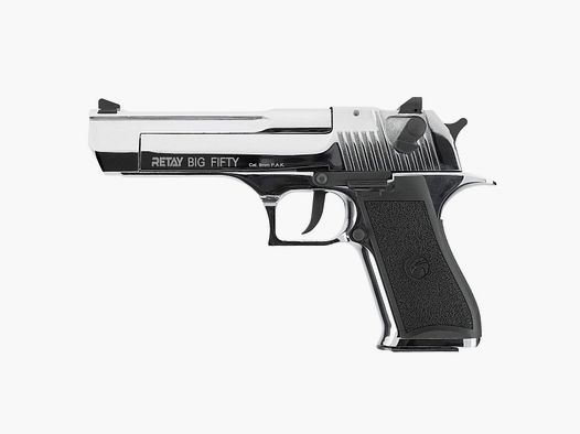 Retay Big Fifty Schreckschuss Pistole 9 mm P.A.K Chrome-Finish